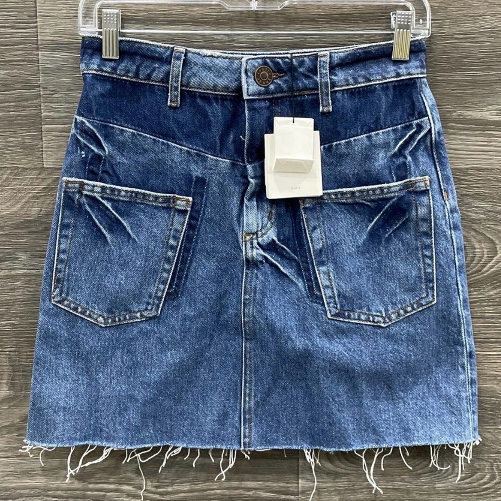Sandro High-Rise Blue Denim Jean Skirt